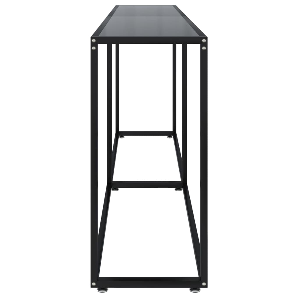 vidaXL Console en verre trempé noir 220x35x75,5 cm