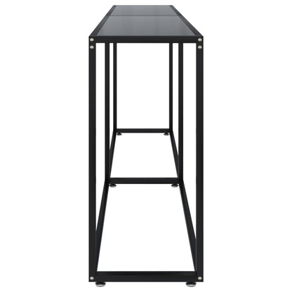 vidaXL Console en verre trempé noir 220x35x75,5 cm