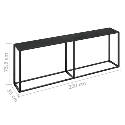 vidaXL Console en verre trempé noir 220x35x75,5 cm