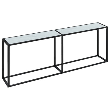 vidaXL Console Table Aspect Marbre Blanc 220x35x75,5 cm Verre Trempé