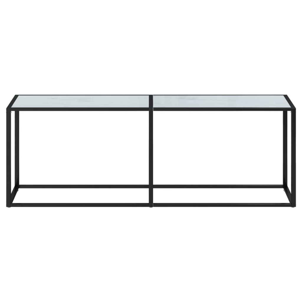 vidaXL Console Table Aspect Marbre Blanc 220x35x75,5 cm Verre Trempé