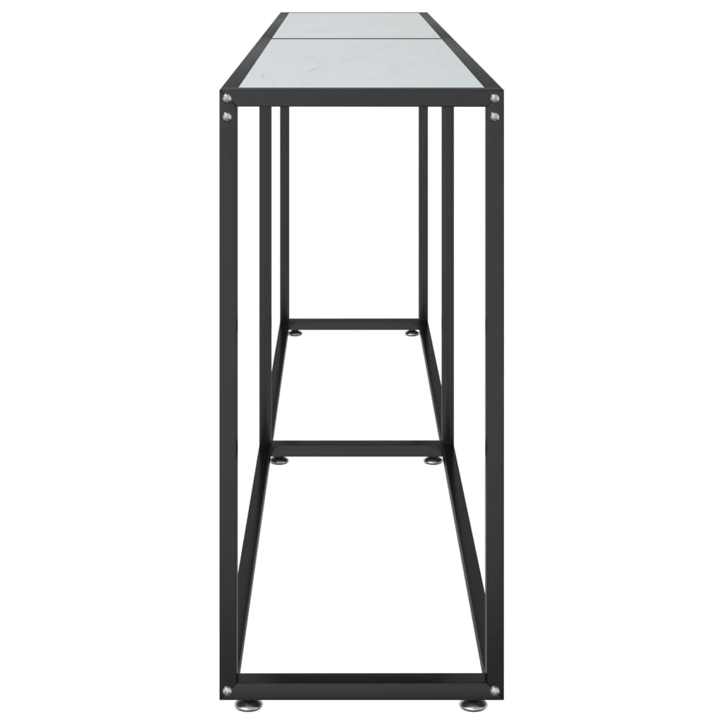 vidaXL Console Table Aspect Marbre Blanc 220x35x75,5 cm Verre Trempé