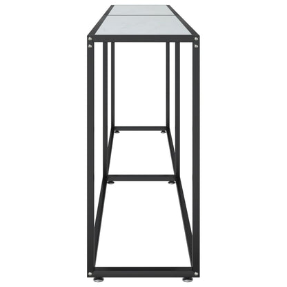 vidaXL Console Table Aspect Marbre Blanc 220x35x75,5 cm Verre Trempé