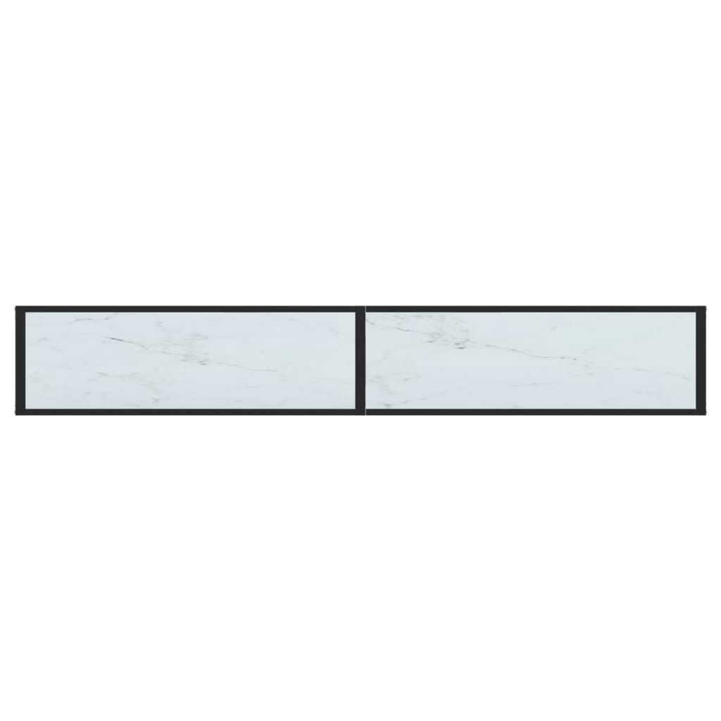 vidaXL Console Table Aspect Marbre Blanc 220x35x75,5 cm Verre Trempé