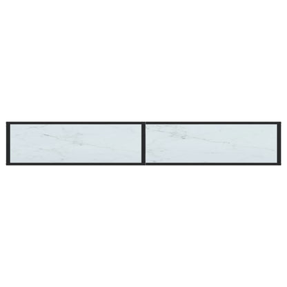 vidaXL Console Table Aspect Marbre Blanc 220x35x75,5 cm Verre Trempé