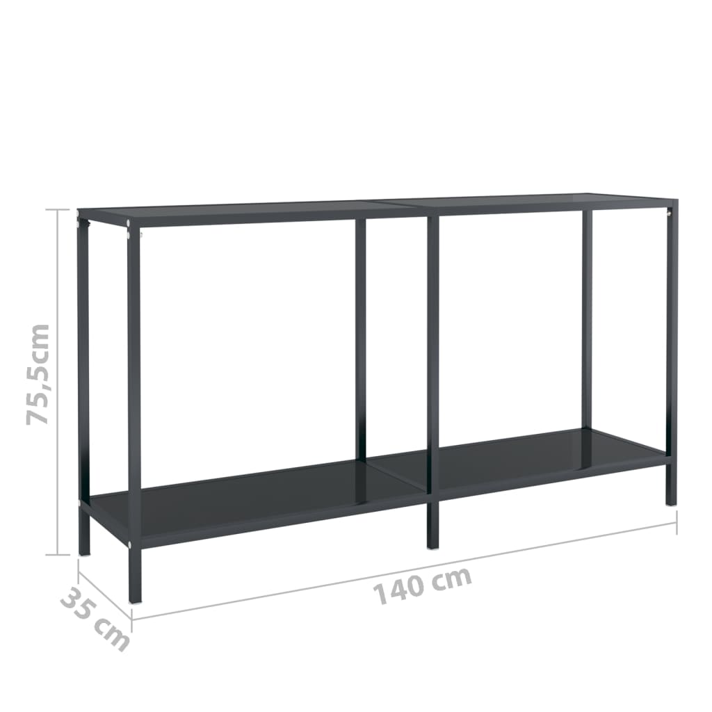 vidaXL Table console Noir 140x35x75,5 cm Verre trempé