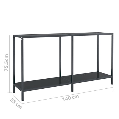 vidaXL Table console Noir 140x35x75,5 cm Verre trempé