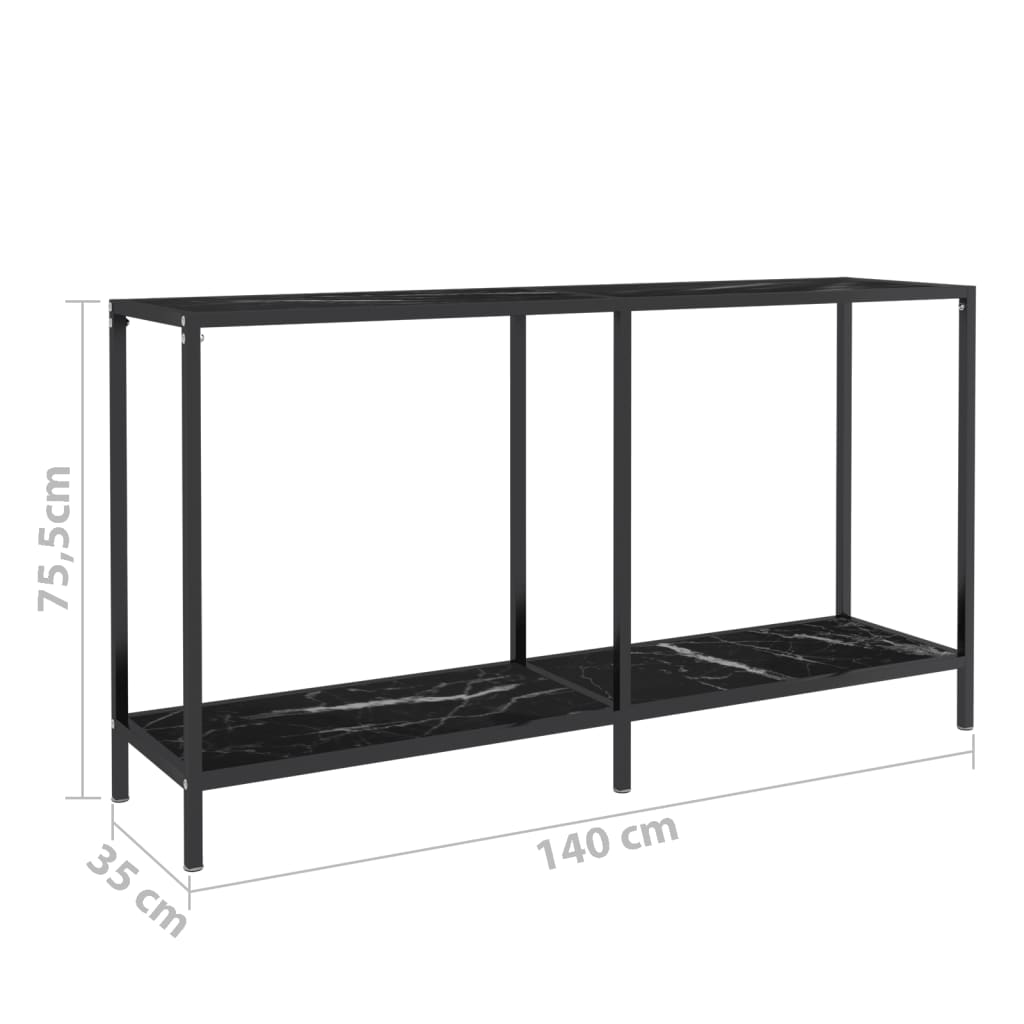 vidaXL Table console Noir 140x35x75,5 cm Verre trempé