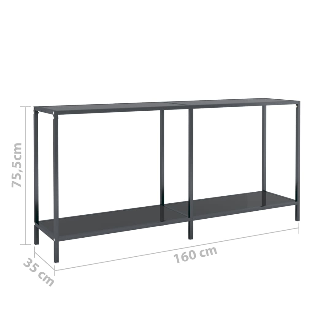 vidaXL Console de table noir 160x35x75,5 cm cm Verre trempé