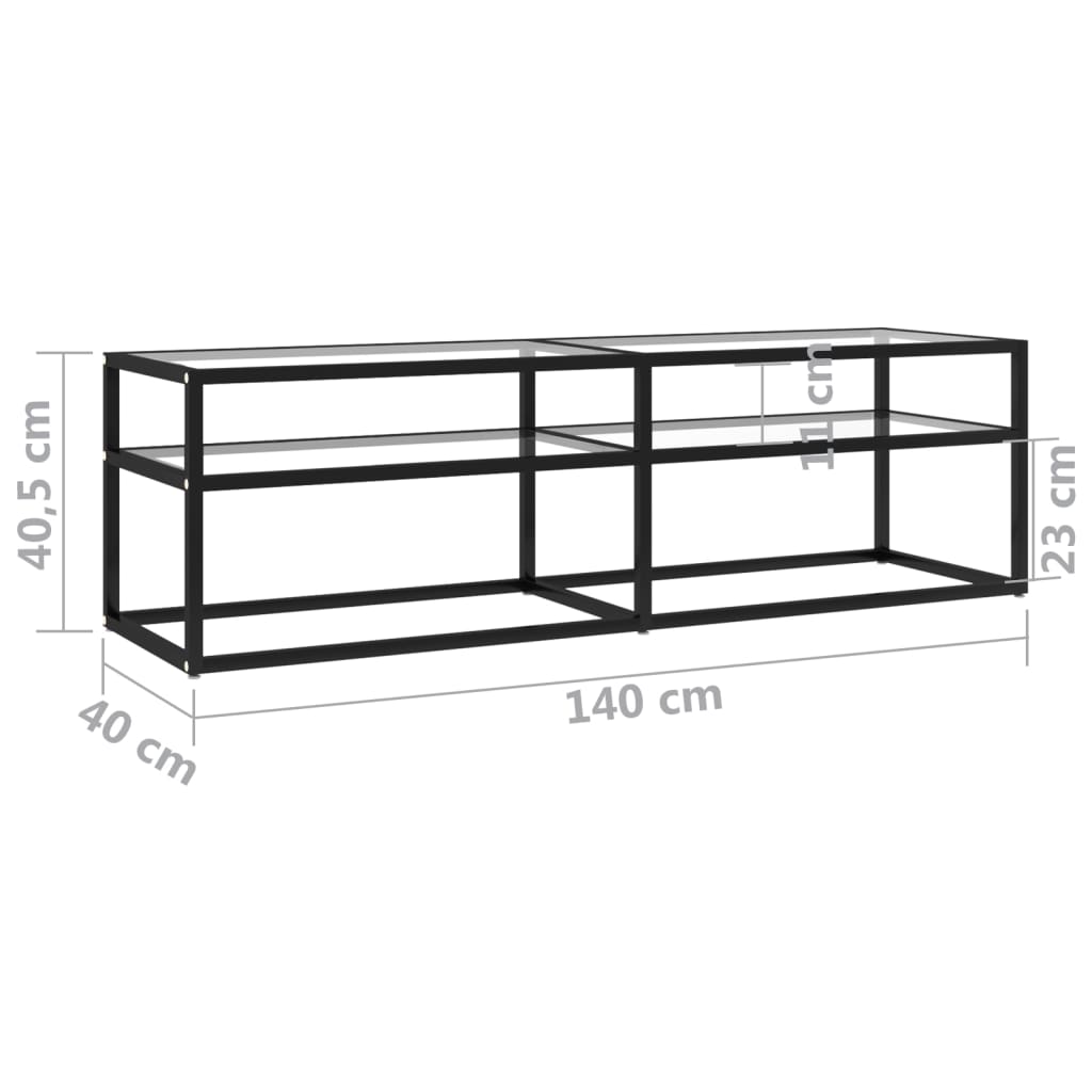 vidaXL Meuble TV Transparent 140x40x40,5 cm Verre trempé