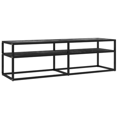 vidaXL Meuble TV verre trempé aspect marbre noir 140x40x40,5 cm