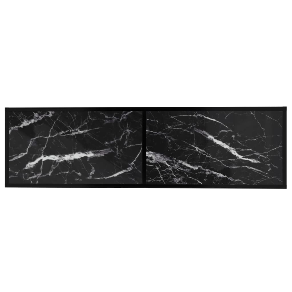 vidaXL Meuble TV verre trempé aspect marbre noir 140x40x40,5 cm
