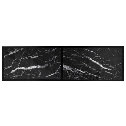 vidaXL Meuble TV verre trempé aspect marbre noir 140x40x40,5 cm