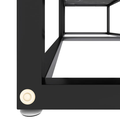 vidaXL Meuble TV verre trempé aspect marbre noir 140x40x40,5 cm