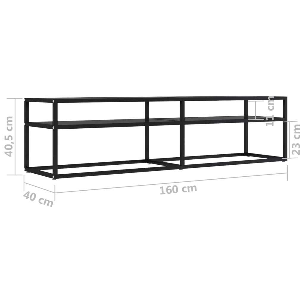 vidaXL Meuble TV verre trempé noir 160x40x40,5 cm
