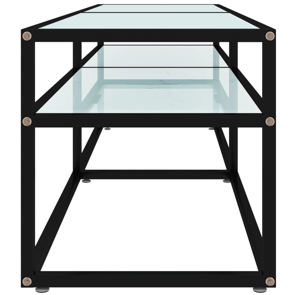 vidaXL Meuble TV blanc aspect marbre 160x40x40,5 cm Verre trempé