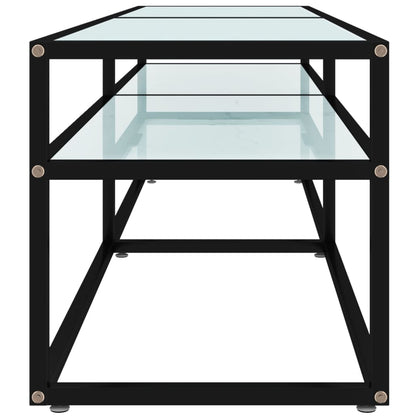 vidaXL Meuble TV blanc aspect marbre 160x40x40,5 cm Verre trempé