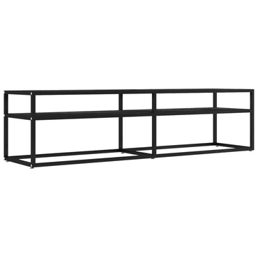 vidaXL Meuble TV Noir aspect marbre 160x40x40,5 cm verre trempé