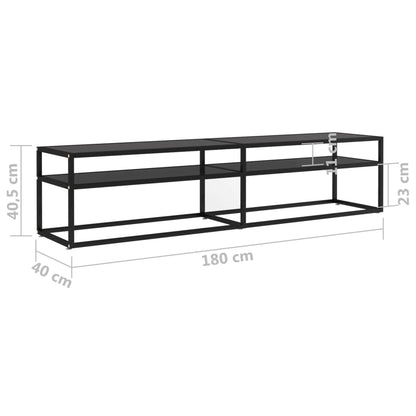 vidaXL Meuble TV verre trempé noir 180x40x40,5 cm