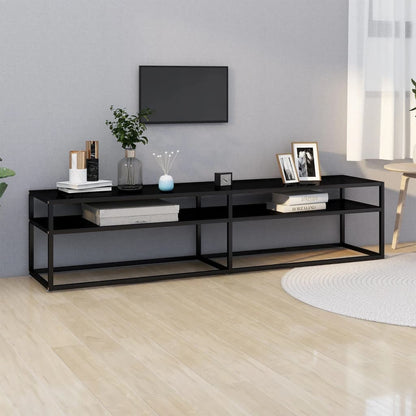 vidaXL Meuble TV verre trempé noir 180x40x40,5 cm