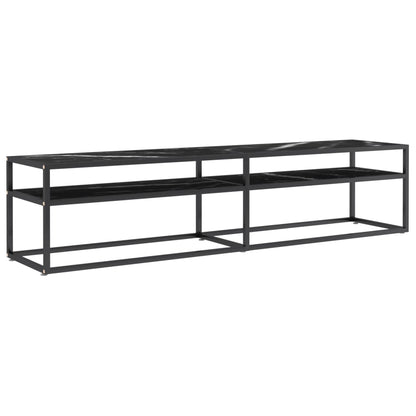 Meuble TV vidaXL Noir aspect marbre 180x40x40,5 cm Verre trempé