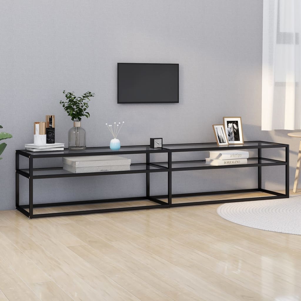 vidaXL Meuble TV Transparent 200x40x40,5 cm Verre Trempé
