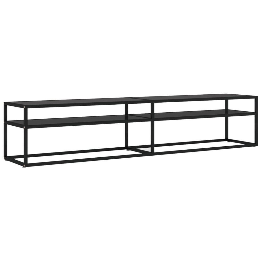 vidaXL Meuble TV Noir 200x40x40,5 cm Verre trempé