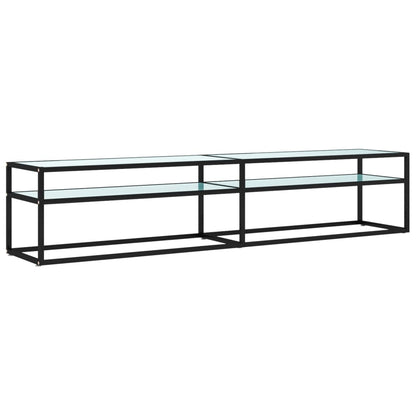 vidaXL Meuble TV blanc aspect marbre 200x40x40,5 cm verre trempé