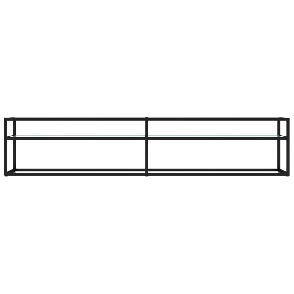 vidaXL Meuble TV blanc aspect marbre 200x40x40,5 cm verre trempé