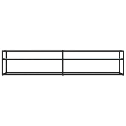 vidaXL Meuble TV blanc aspect marbre 200x40x40,5 cm verre trempé