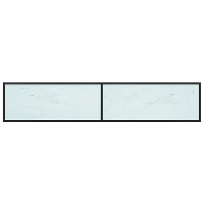 vidaXL Meuble TV blanc aspect marbre 200x40x40,5 cm verre trempé