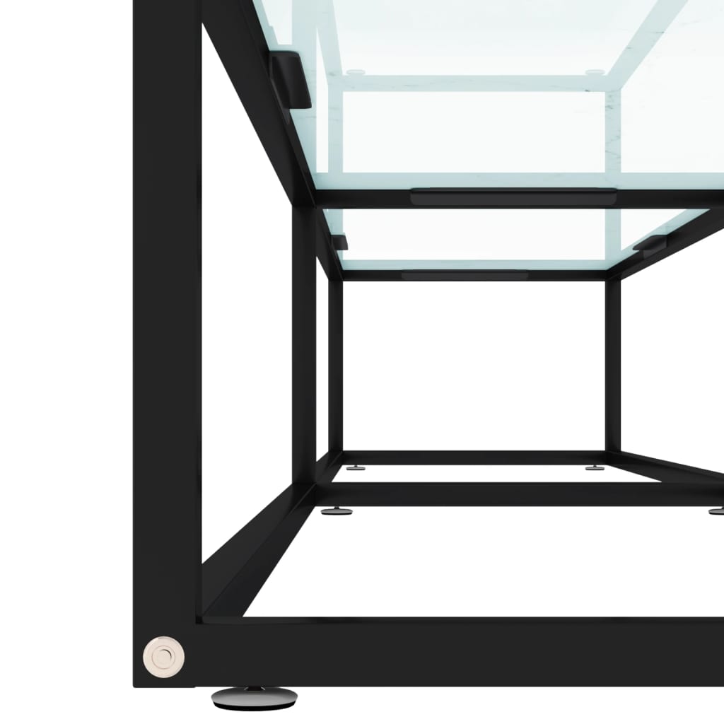 vidaXL Meuble TV blanc aspect marbre 200x40x40,5 cm verre trempé