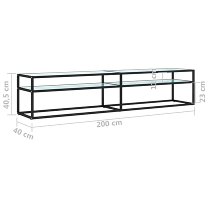 vidaXL Meuble TV blanc aspect marbre 200x40x40,5 cm verre trempé