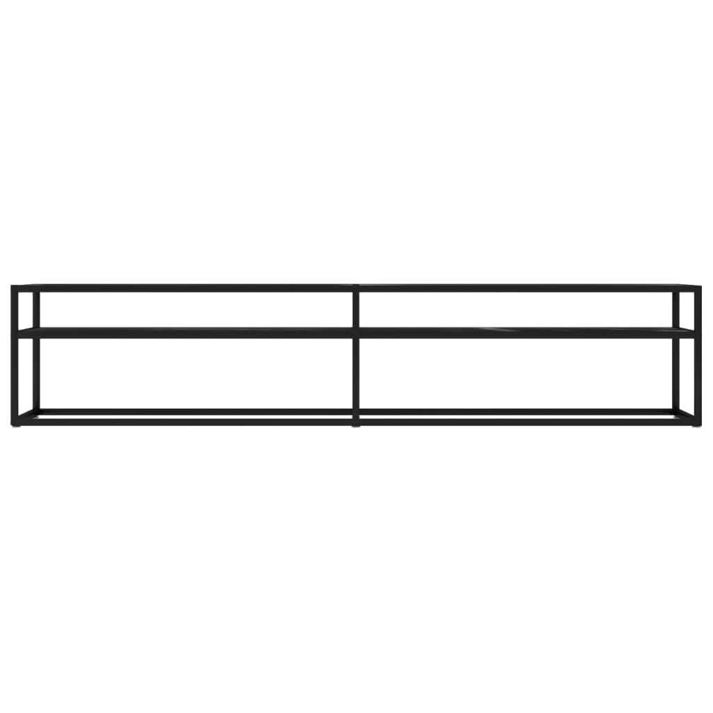 vidaXL Meuble TV Noir aspect marbre 200x40x40,5 cm Verre trempé