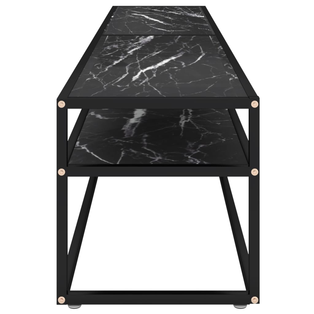 vidaXL Meuble TV Noir aspect marbre 200x40x40,5 cm Verre trempé