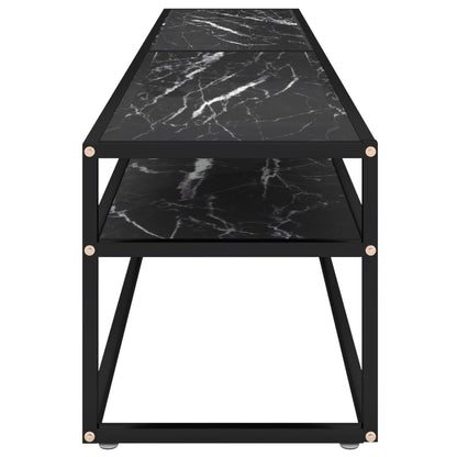 vidaXL Meuble TV Noir aspect marbre 200x40x40,5 cm Verre trempé