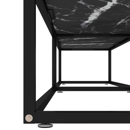 vidaXL Meuble TV Noir aspect marbre 200x40x40,5 cm Verre trempé