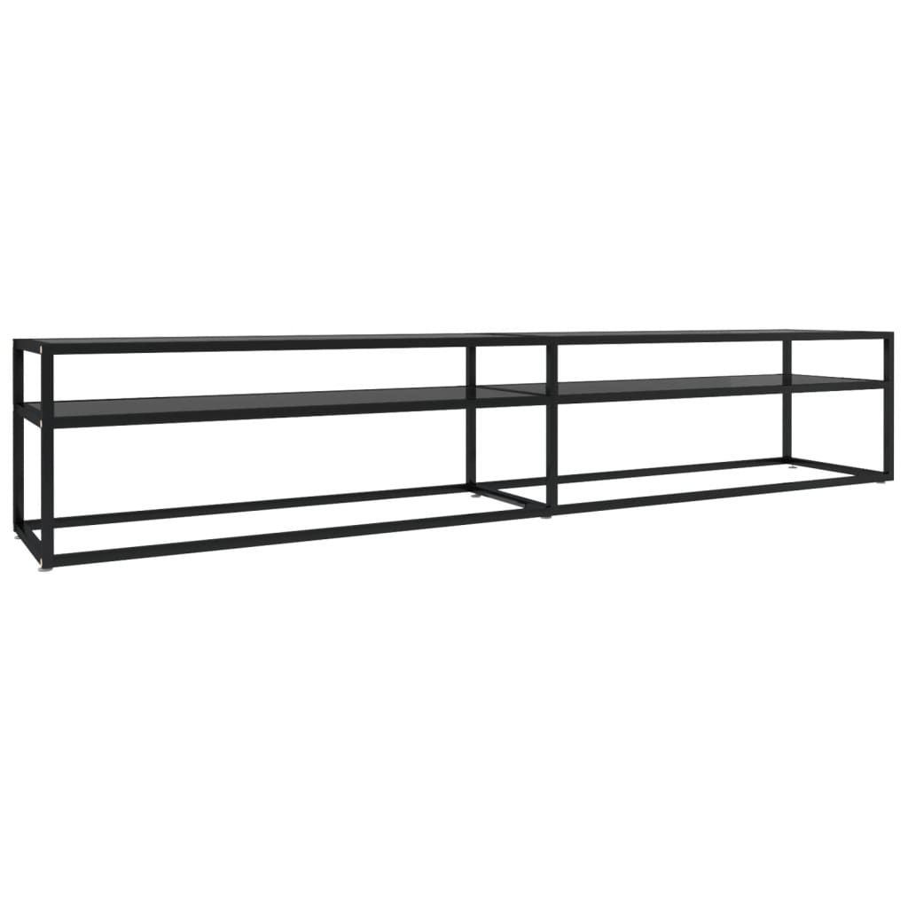 vidaXL Meuble TV verre trempé noir 220x40x40,5 cm