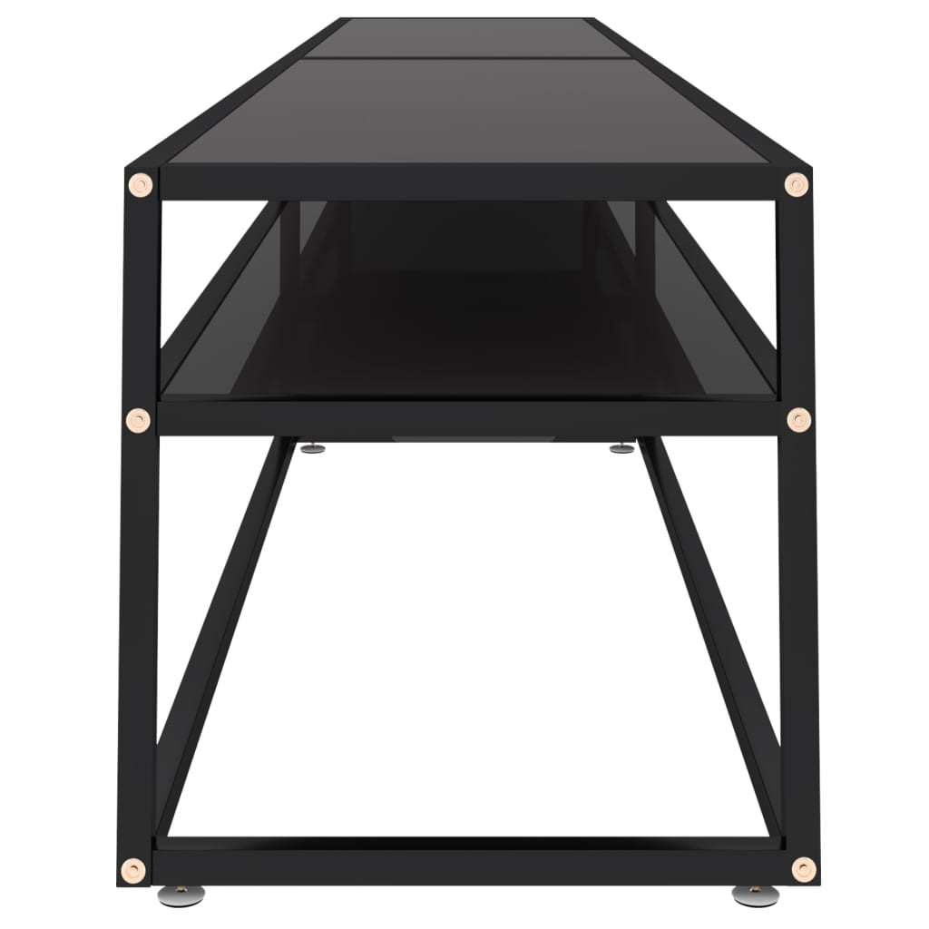 vidaXL Meuble TV verre trempé noir 220x40x40,5 cm