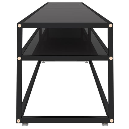 vidaXL Meuble TV verre trempé noir 220x40x40,5 cm