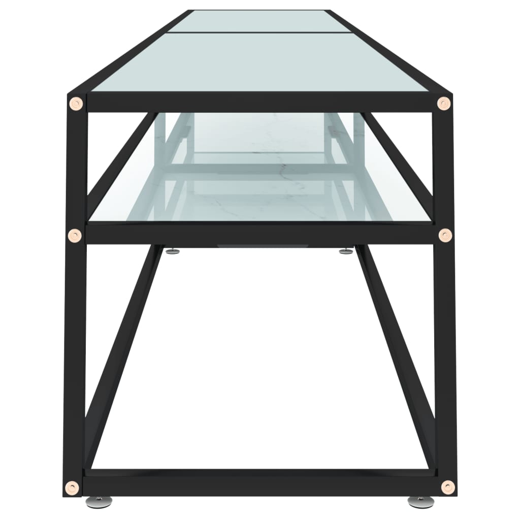 vidaXL TV-Schrank Weiß Marmor-Optik 220x40x40,5 cm Hartglas