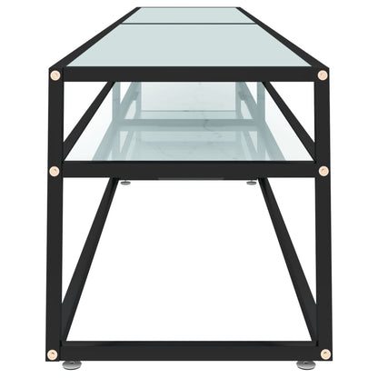 vidaXL TV-Schrank Weiß Marmor-Optik 220x40x40,5 cm Hartglas