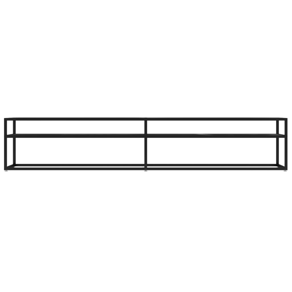 vidaXL Meuble TV Noir aspect marbre 220x40x40,5 cm Verre trempé