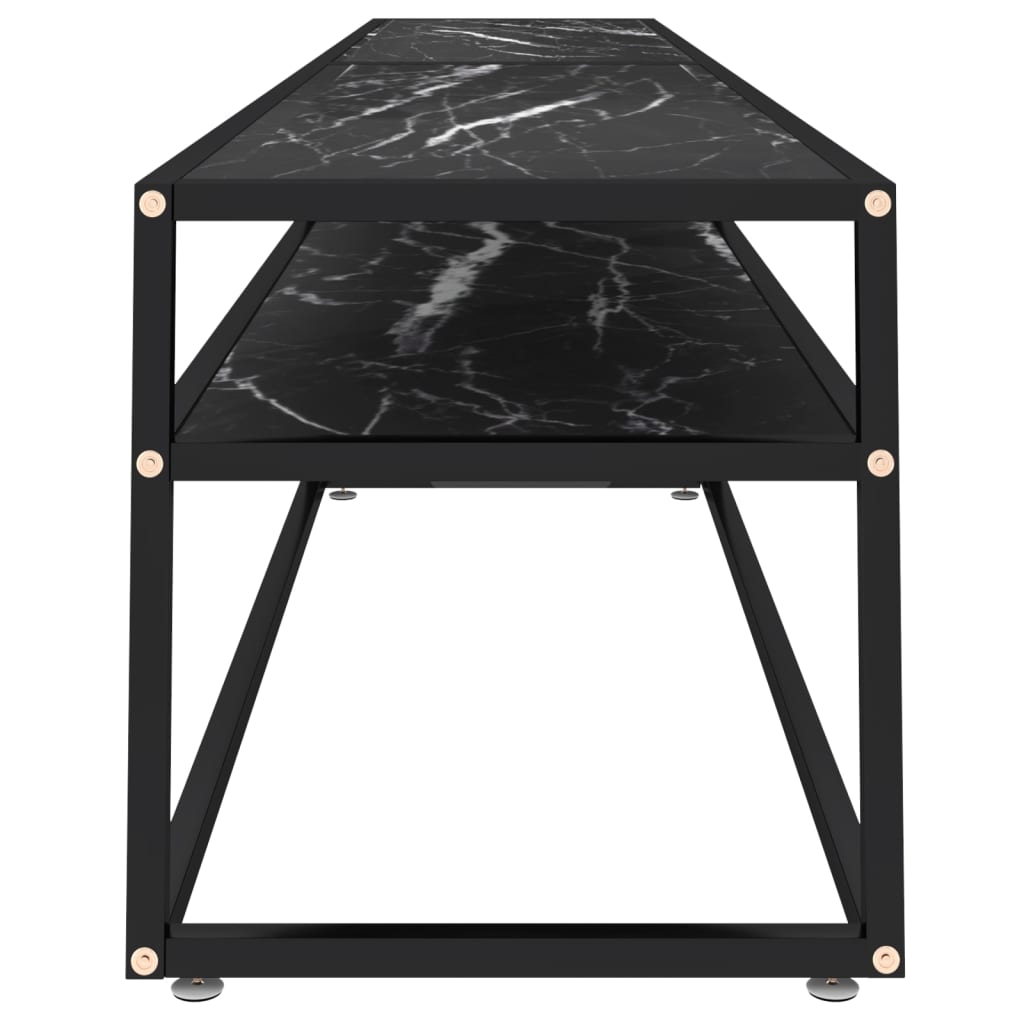 vidaXL Meuble TV Noir aspect marbre 220x40x40,5 cm Verre trempé