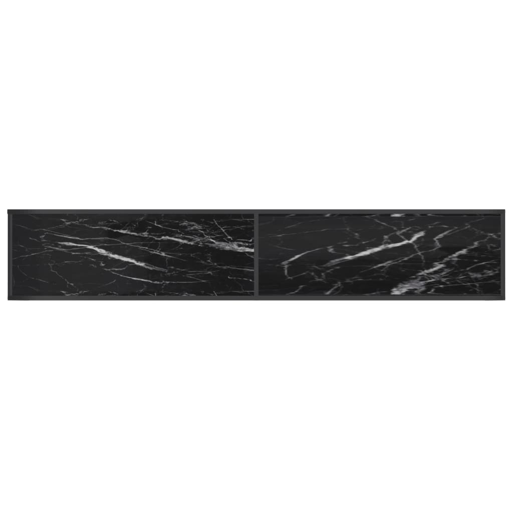 vidaXL Meuble TV Noir aspect marbre 220x40x40,5 cm Verre trempé