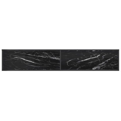 vidaXL Meuble TV Noir aspect marbre 220x40x40,5 cm Verre trempé