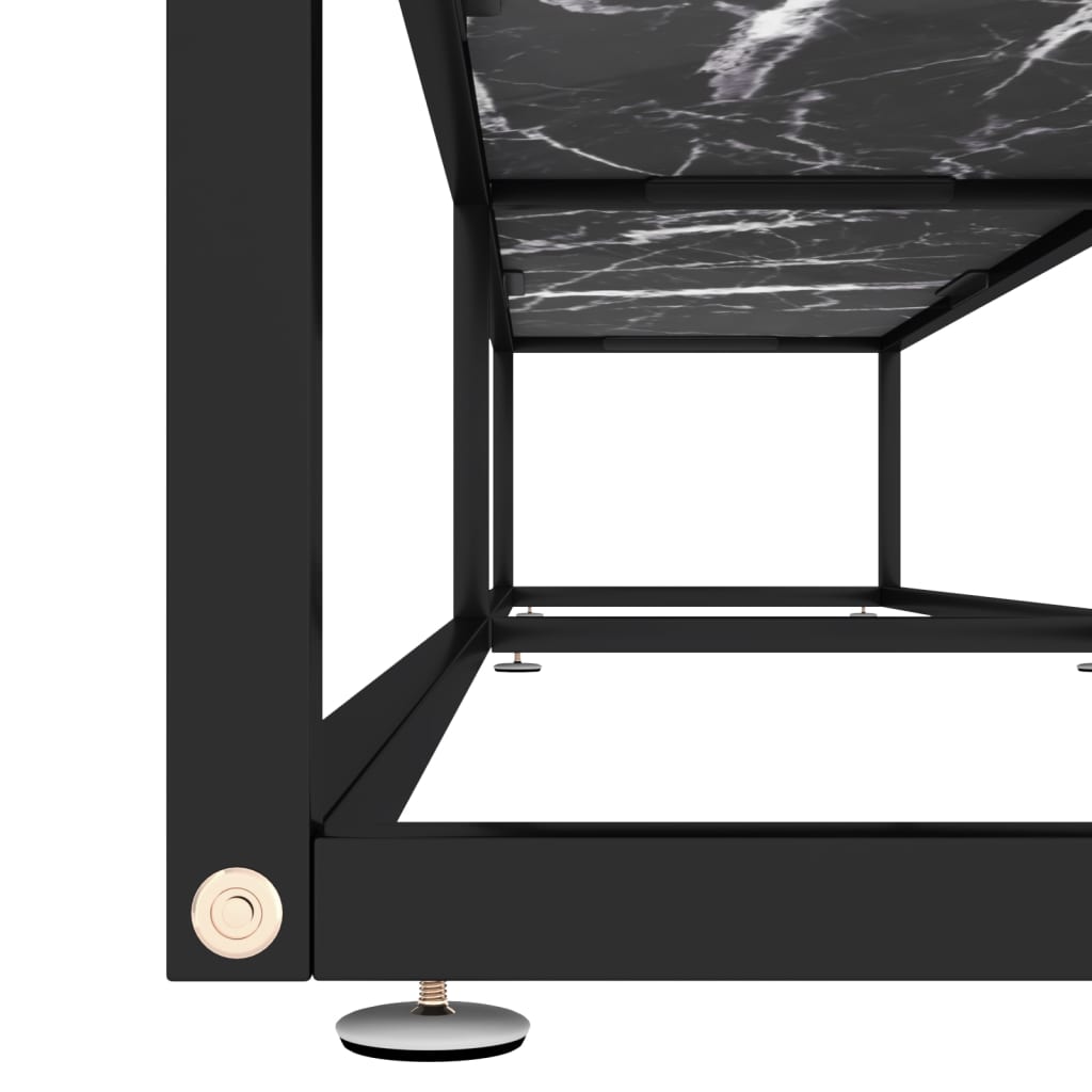 vidaXL Meuble TV Noir aspect marbre 220x40x40,5 cm Verre trempé