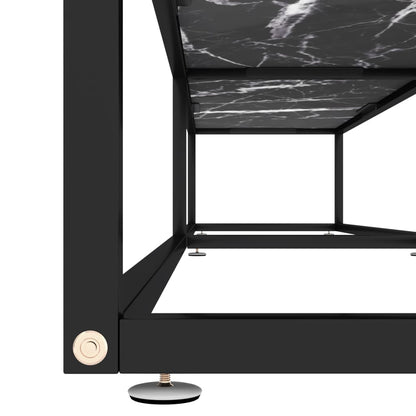 vidaXL Meuble TV Noir aspect marbre 220x40x40,5 cm Verre trempé