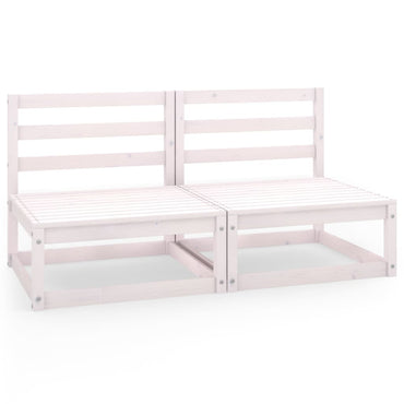 vidaXL Gartensofa 2-Sitzer Weiß Massivholz Kiefer