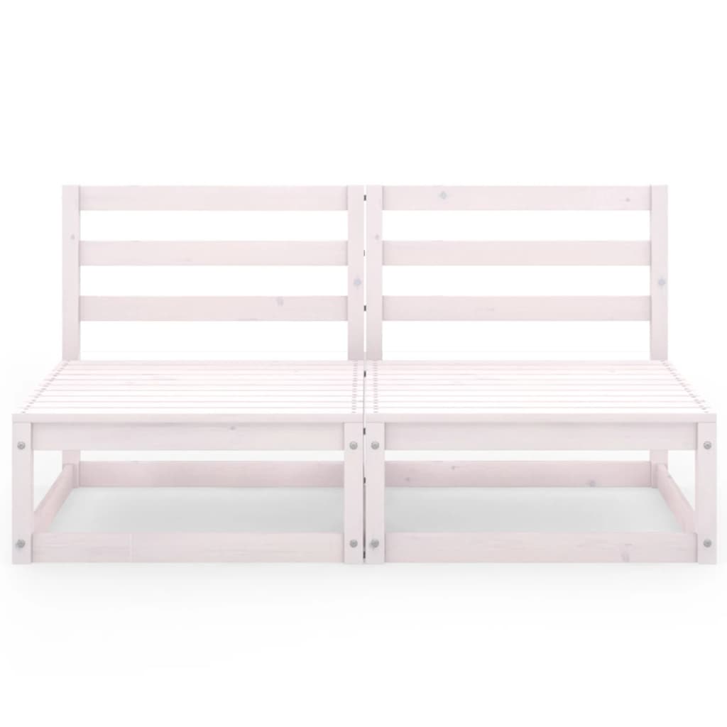vidaXL Canapé de jardin 2 places Blanc Bois de pin massif
